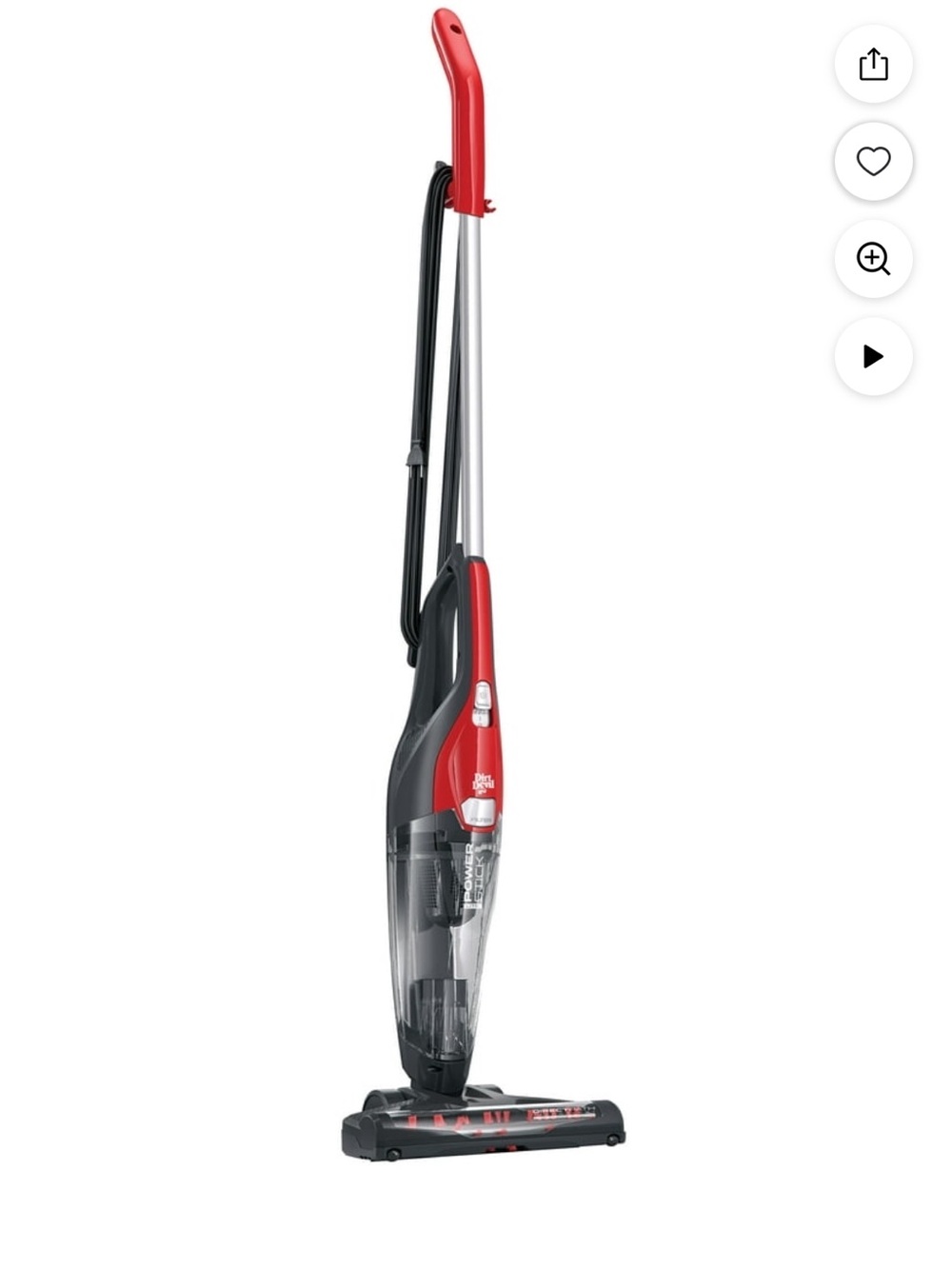 Dirt Devil Black Upright Vacuum Cleaner with Red Brush Roller